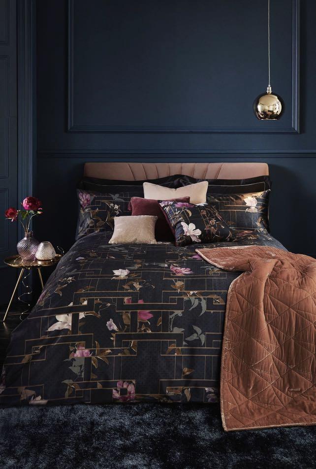 NEXT Printed Velvet Floral Queen/Double Duvet Cover and Pillowcase