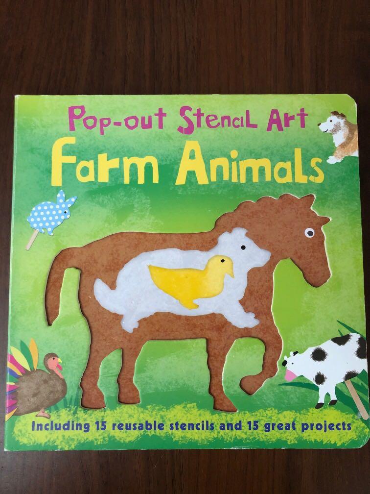 Pop-out Stencil Art Farm Animals, Hobbies & Toys, Books & Magazines,  Children's Books on Carousell