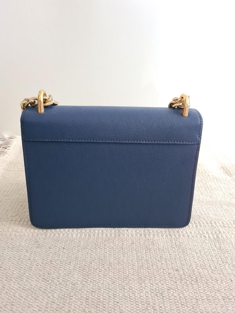 Prada Pattina Patent Saffiano Leather Shoulder Bag, Ink Blue – Sunset  Boutique