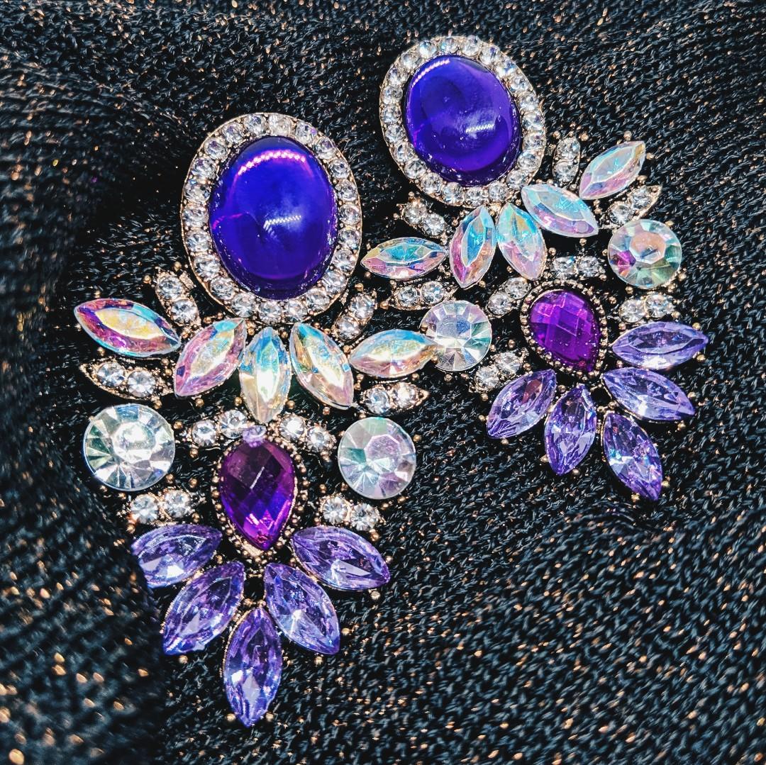 Purple rhinestone clearance earrings