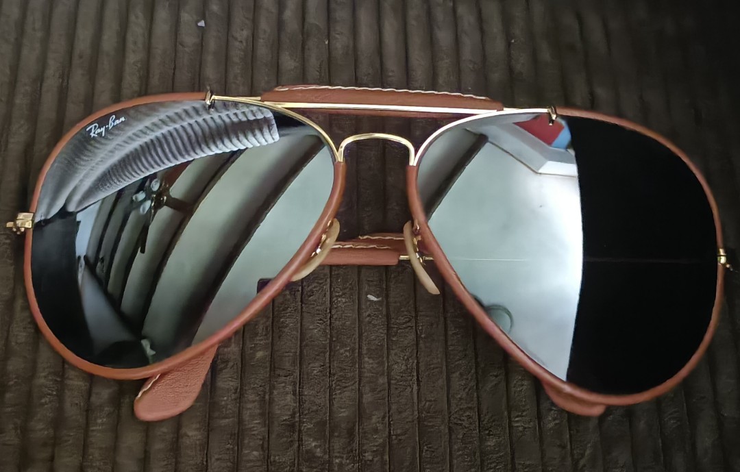 Ray ban shop with leather trim