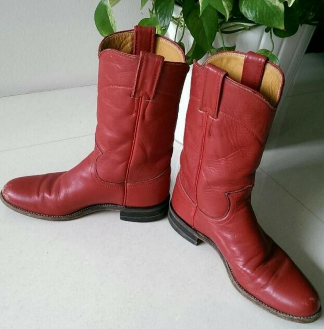 Red leather winter best sale boots