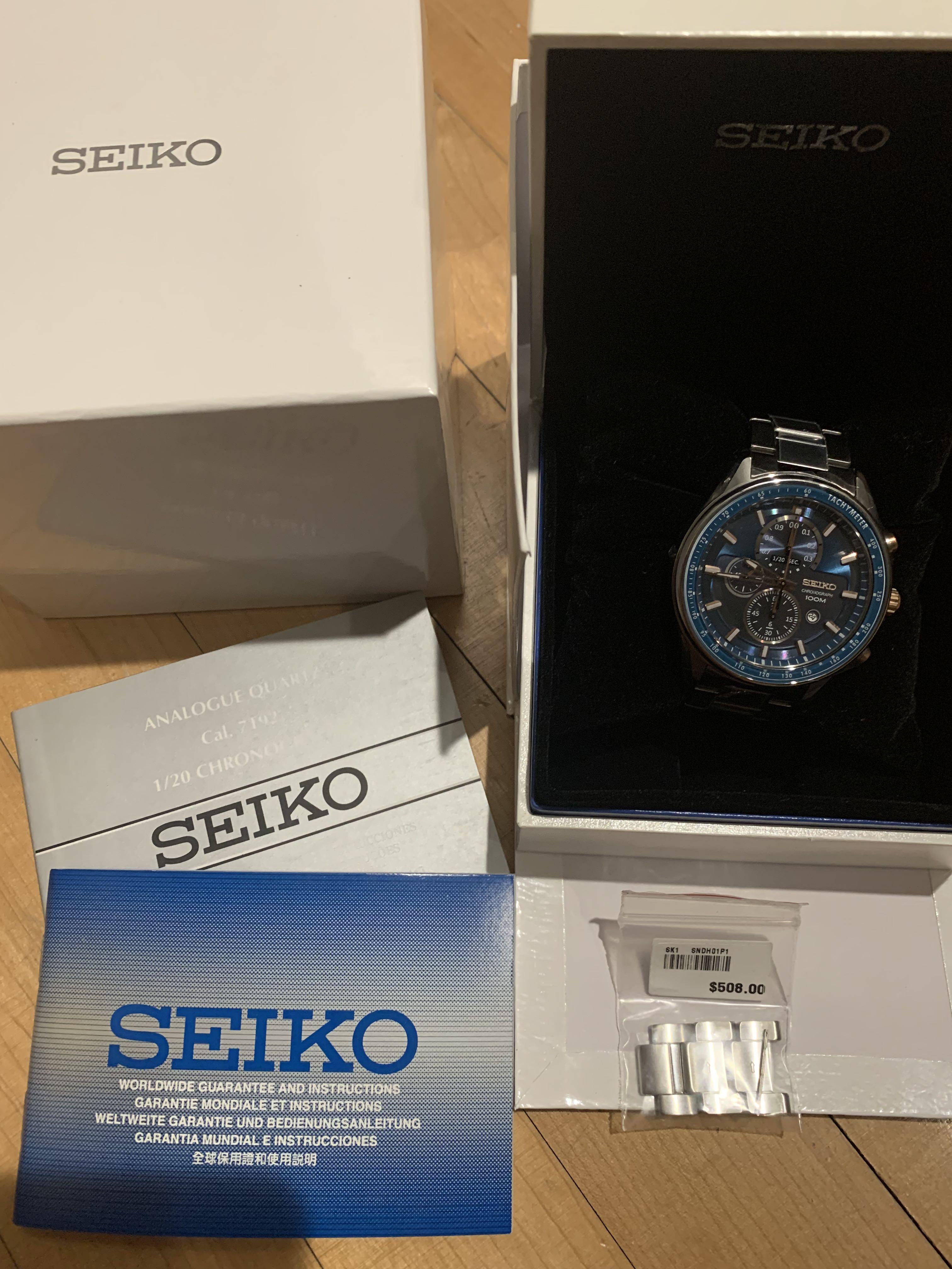 Seiko Analogue Quartz  1/20 Chronograph watch, Luxury, Watches on  Carousell
