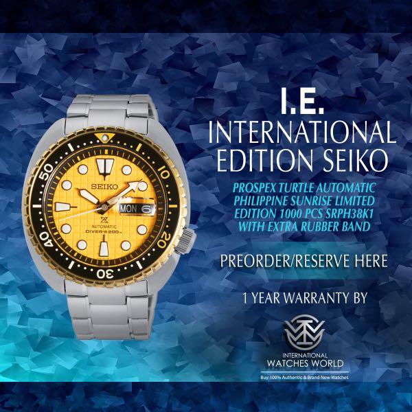 SEIKO INTERNATIONAL EDITION PROSPEX TURTLE AUTOMATIC PHILIPPINE SUNRISE  LIMITED EDITION 1000 PCS SRPH38K1, Men's Fashion, Watches & Accessories,  Watches on Carousell