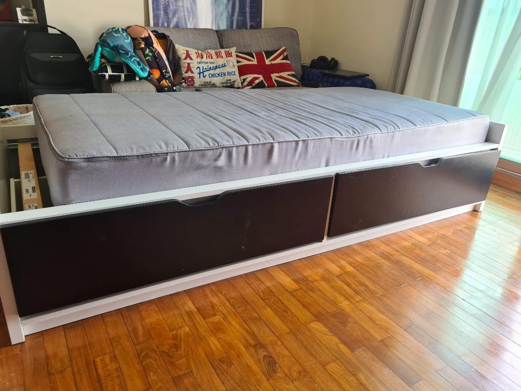 SINGLE IKEA BED WITH STORAGE, Furniture & Home Living, Furniture, Bed