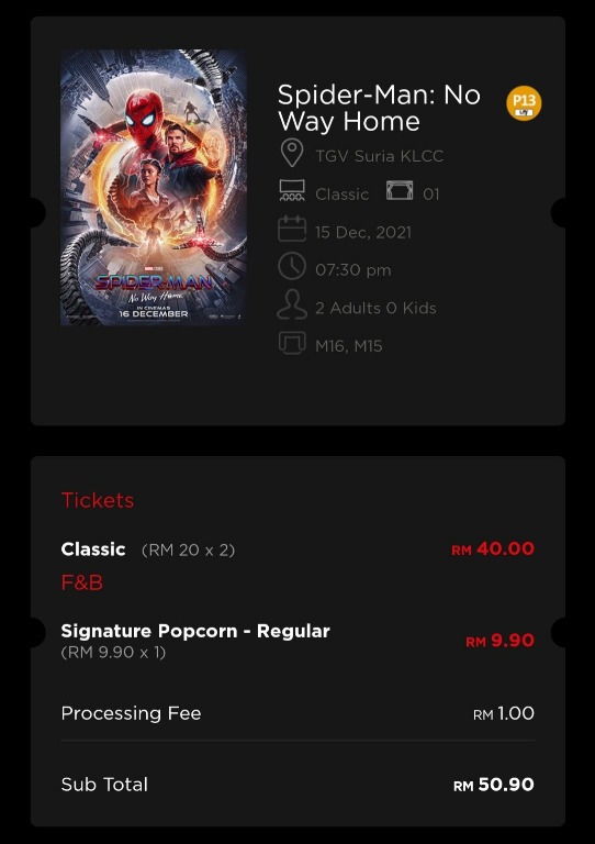 Spider man no way home tickets malaysia