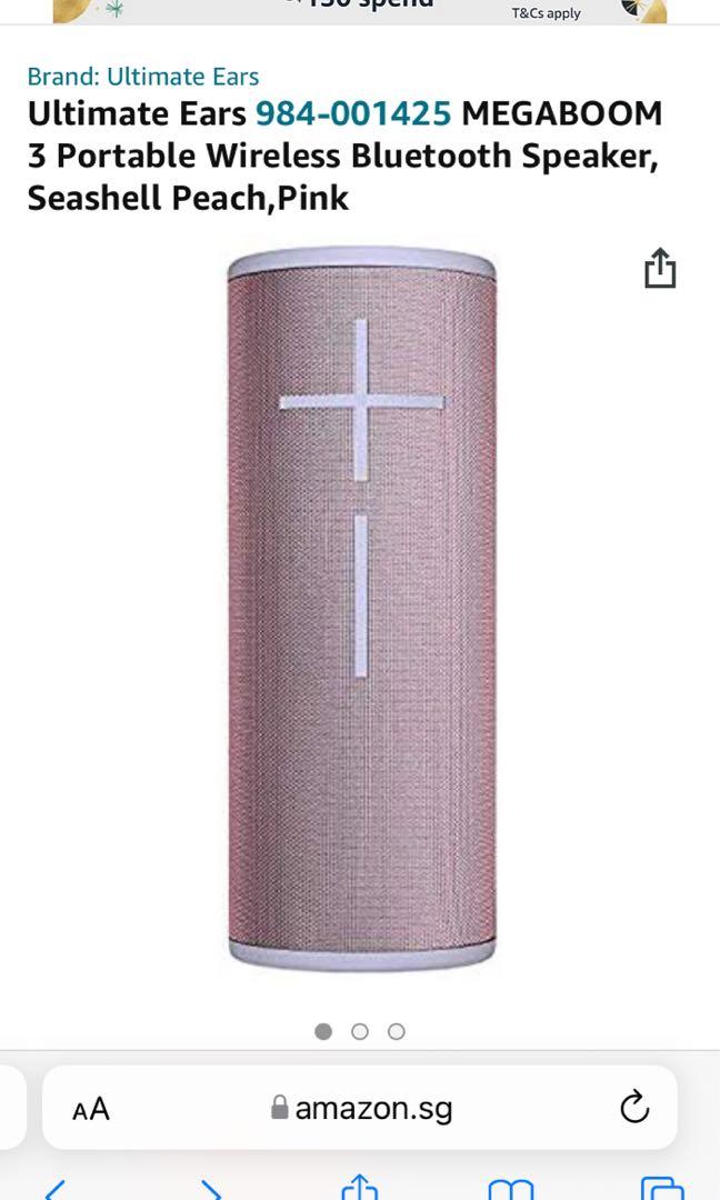 Ultimate Ears 984 001425 MEGABOOM 3 Portable Wireless Bluetooth Speaker Seashell Peach Pink