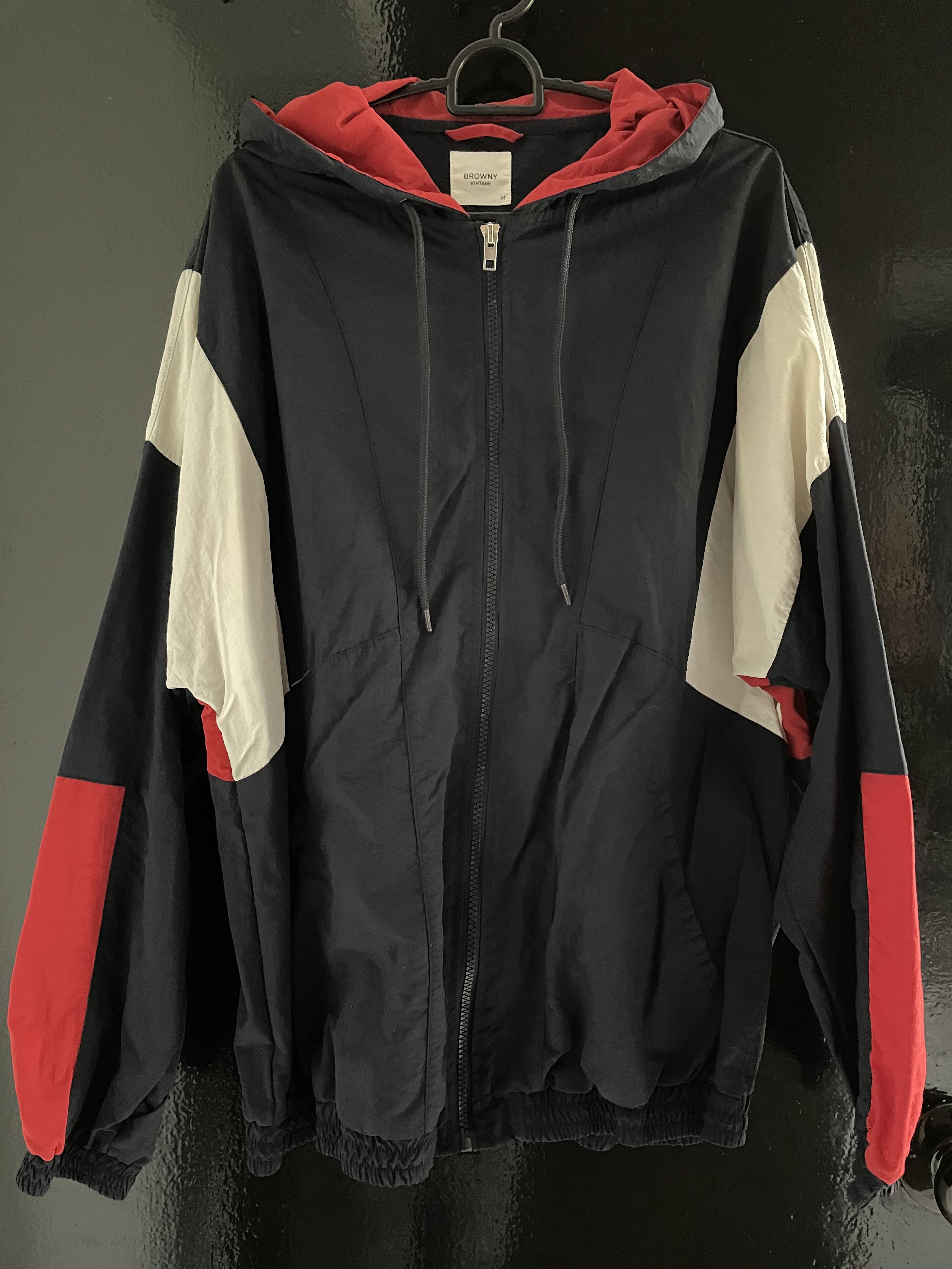 Red white and black windbreaker hot sale