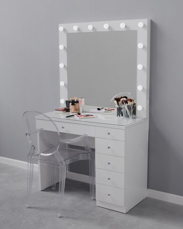 Vanity mirror,table and acrylic chair set, Furniture & Home Living