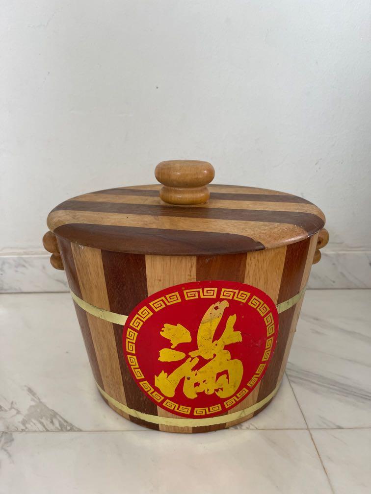 Wooden Rice Storage Container, Furniture & Home Living, Kitchenware