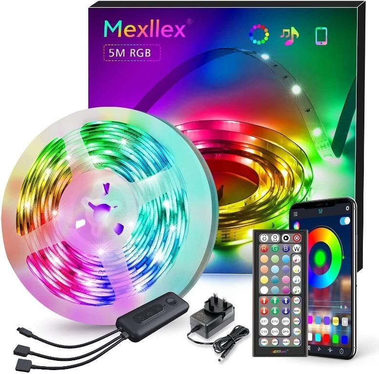 X7017 LED Strip Lights 5M Music Sync Color Changing RGB LED Strip 44-Key  Remote, App Controlled LED Lights, Sensitve Built-in Mic, 5050 RGB Rope  Lights(App+Remote+4 Button Switch) [Energy Class A+], Babies 