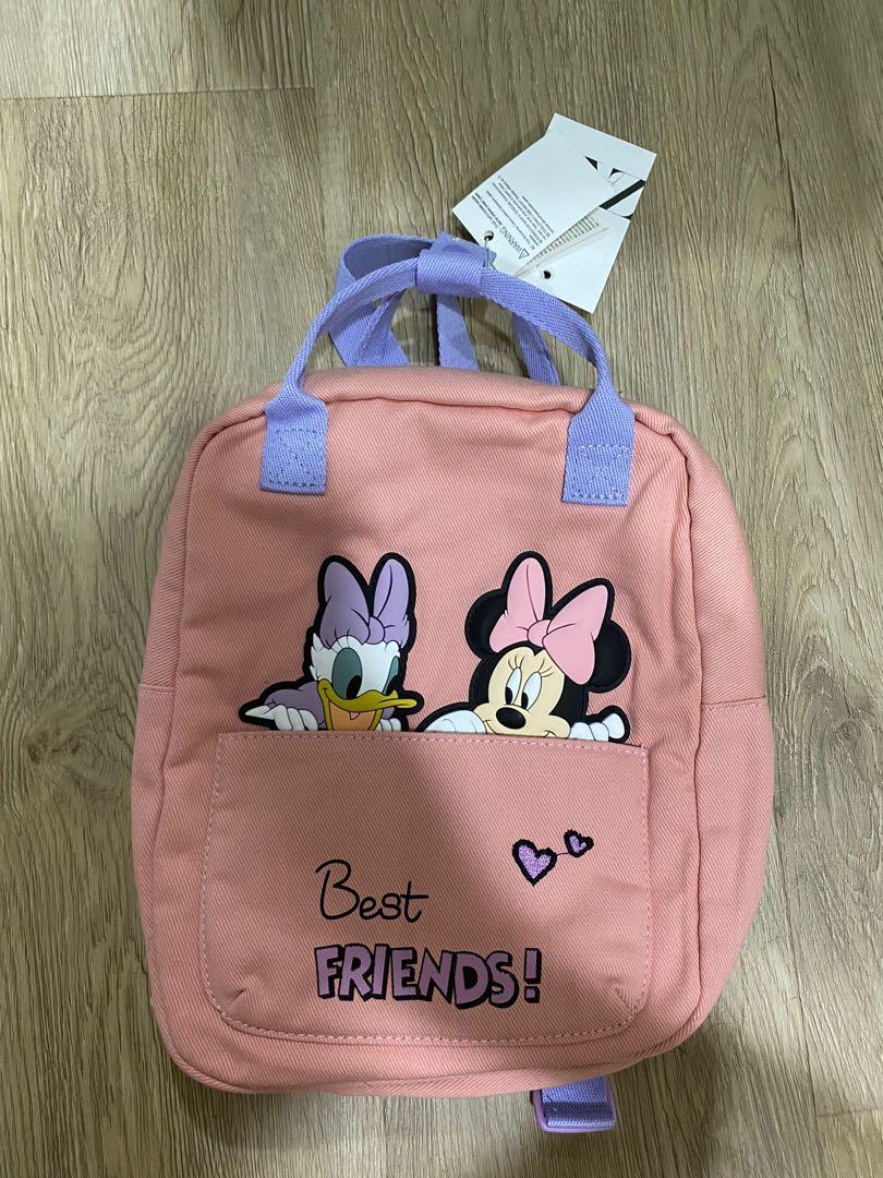 ZARA Disney Mickey Mouse Donald Duck pink backpack, Women's Fashion