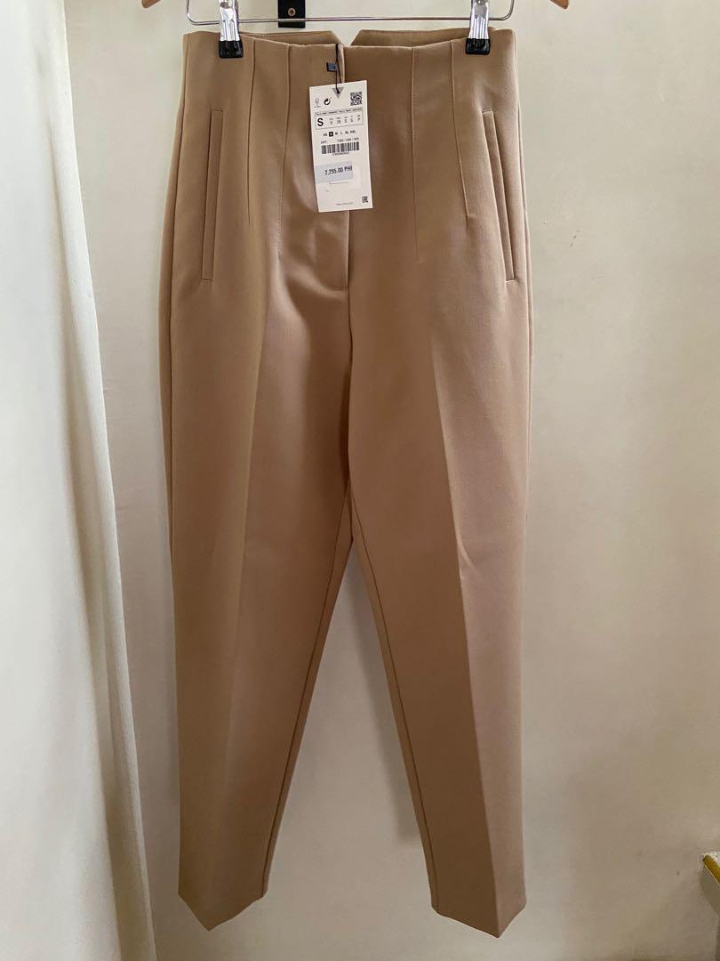 Zara Highwaist Trouser in camel M size, Women's Fashion, Bottoms, Other  Bottoms on Carousell