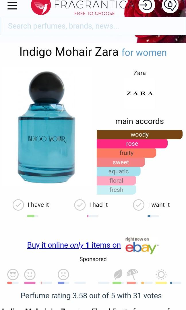 Zara indigo mohair best sale perfume