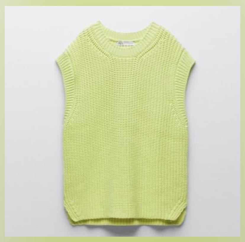 zara green sweater vest
