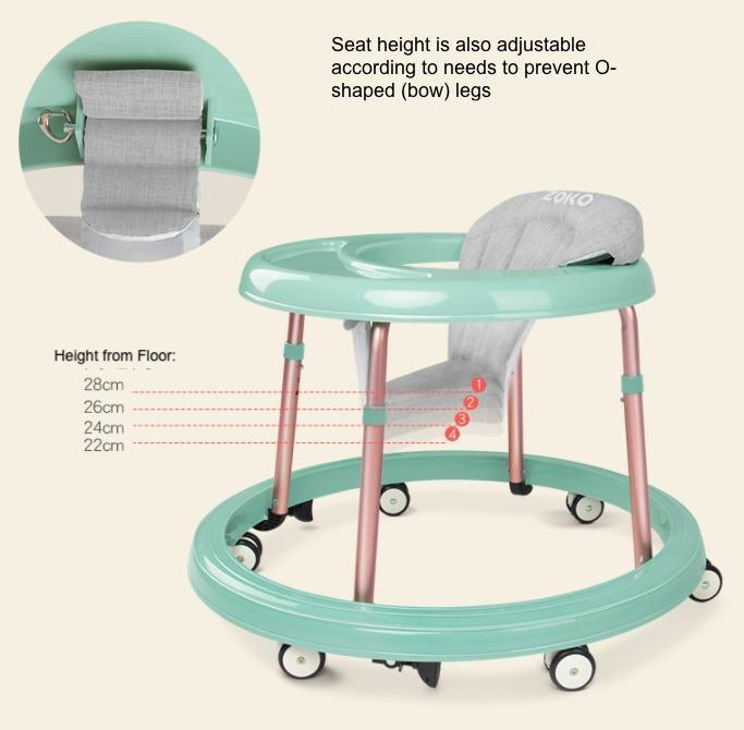 ZOKO 360 Degrees Compact Foldable Adjustable Baby Infant Walker (Black