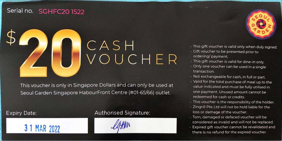 20 Cash Voucher for Seoul Garden HarbourFront Centre, Tickets