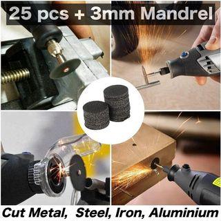 25 pcs Resin Fiberglass Reinforced Cut Off Wheel Cutting Wheel Cut-off Discs For Dremel Rotary Tool – Cutting blades for Metal/Steel/Iron/Aluminium/Etc (3mm Diameter Mandrel)