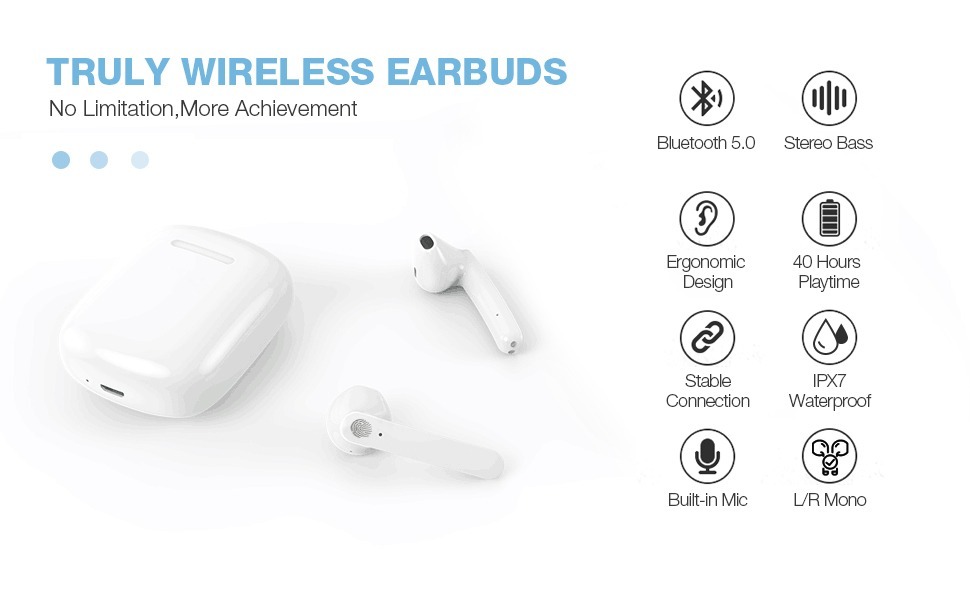 3E True Wireless Bluetooths Earphones 5.0 TWS Headset earbuds