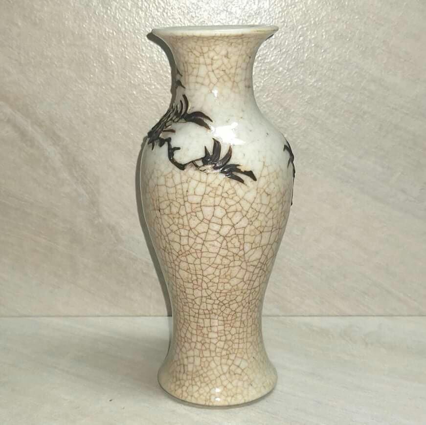 清代晚期~ 仿哥釉鐵鏽花堆塑梅花樹觀音瓶, 興趣及遊戲, 收藏品及紀念品
