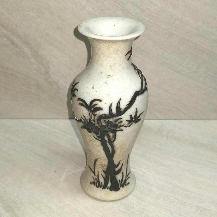 清代晚期~ 仿哥釉鐵鏽花堆塑梅花樹觀音瓶, 興趣及遊戲, 收藏品及紀念品