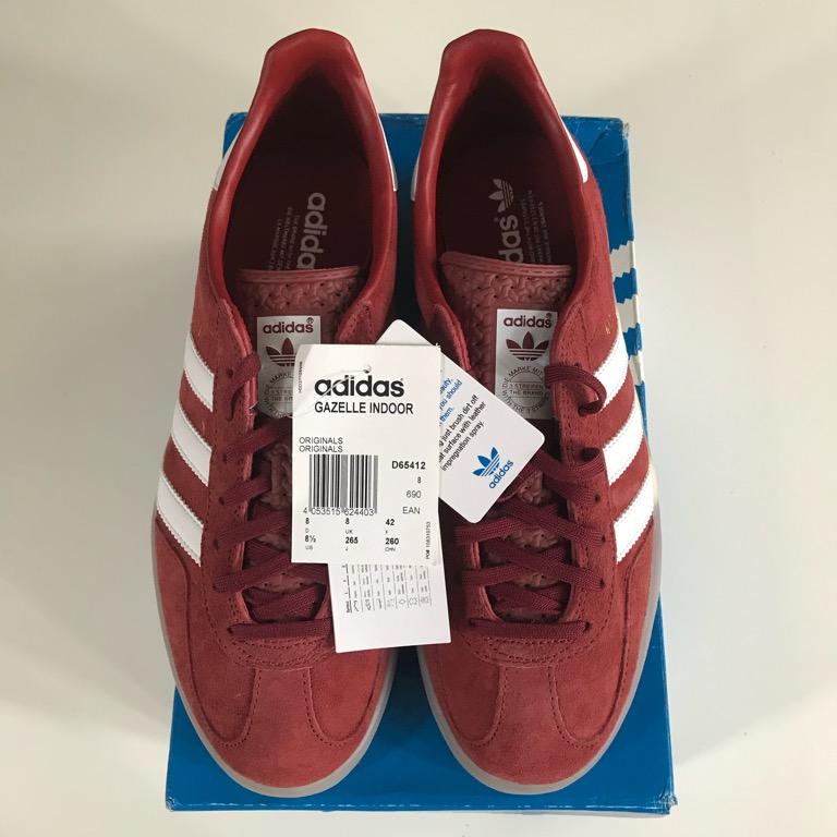Adidas originals mens gazelle indoor trainers nomad red/white hot sale