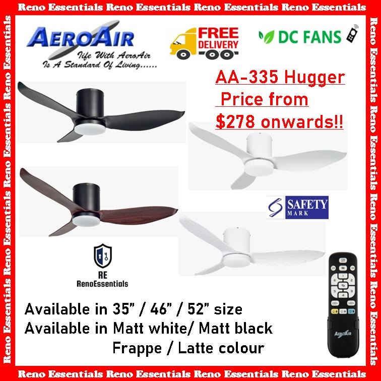 Aeroair Ceiling fan / DC motor Hugger Fan, Furniture & Home Living, Lighting & Fans, Fans on