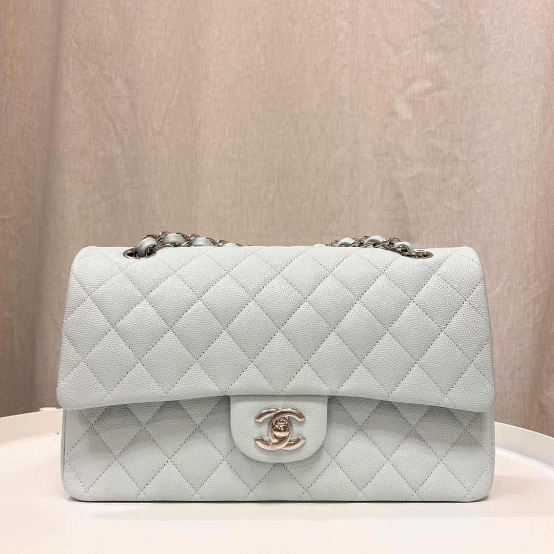 NIB 21K Chanel Light Pale Blue Caviar Classic Medium Double Flap Bag S –  Boutique Patina