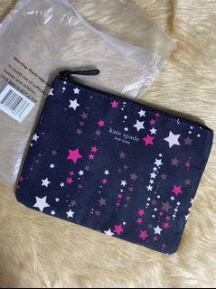 AUTHENTIC Kate Spade Large Cosmetic All Purpose Zip Pouch Scattered Stars Clutch