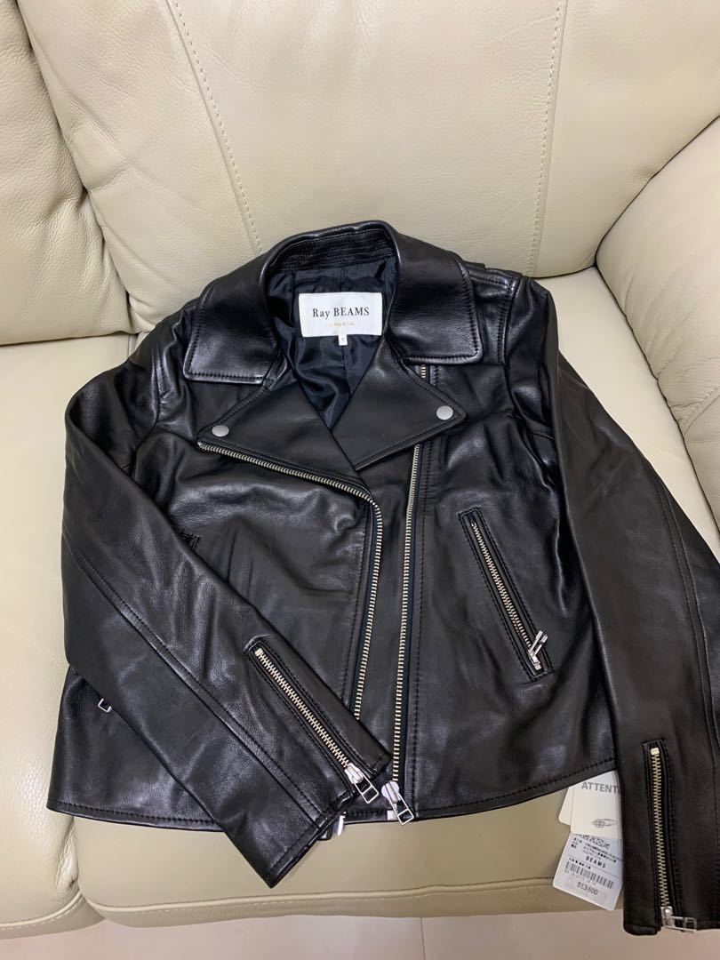 BEAMS 全新biker 皮褸黑色, 女裝, 外套及戶外衣服- Carousell