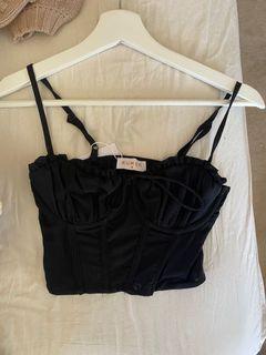 black bustier top