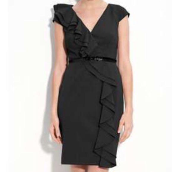 Calvin klein shop black ruffle dress