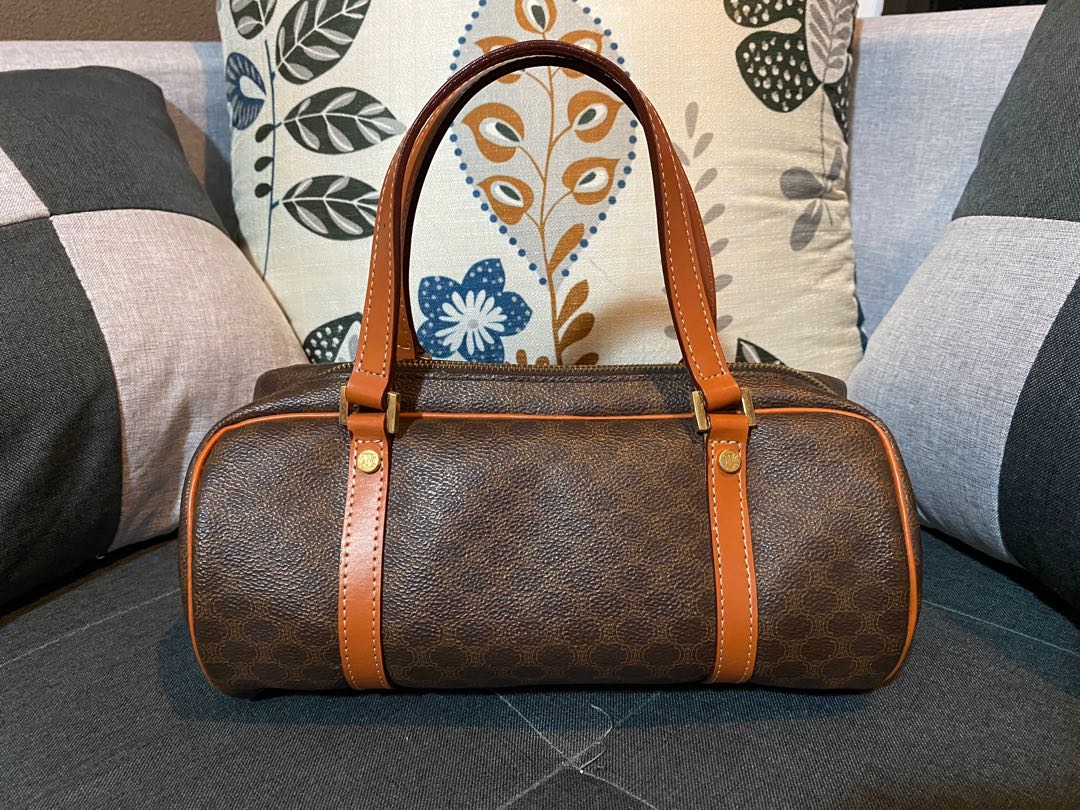 Celine, Bags, Celine Brown Macadam Papillon Speedy Style Handbag