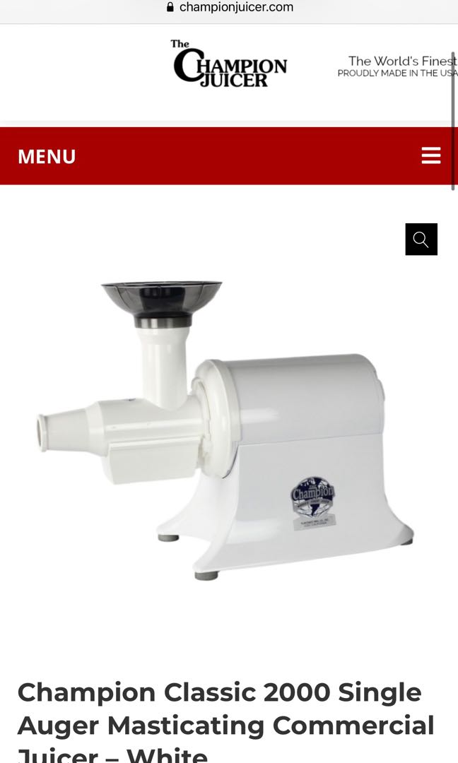 Champion 2000 Masticating Juicer, TV & Home Appliances, Kitchen Appliances, Juicers, Blenders