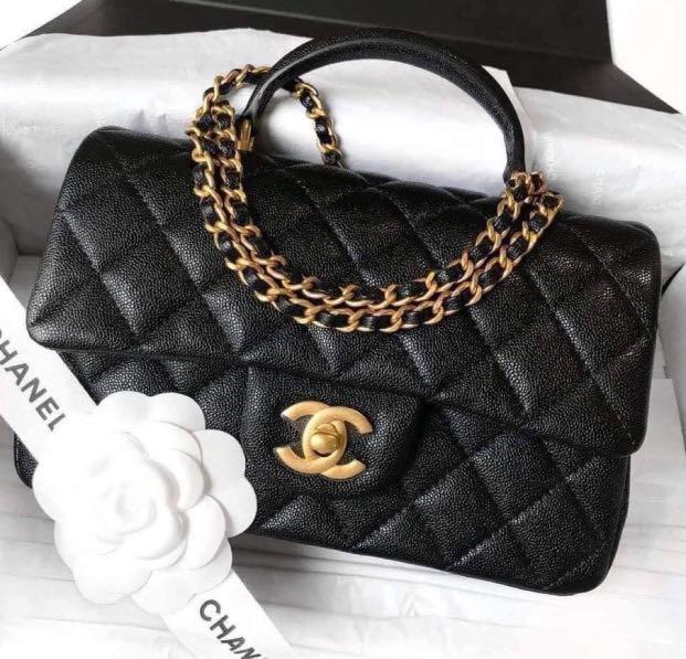 Chanel mini handle black ghw BNIB, Luxury, Bags & Wallets on Carousell