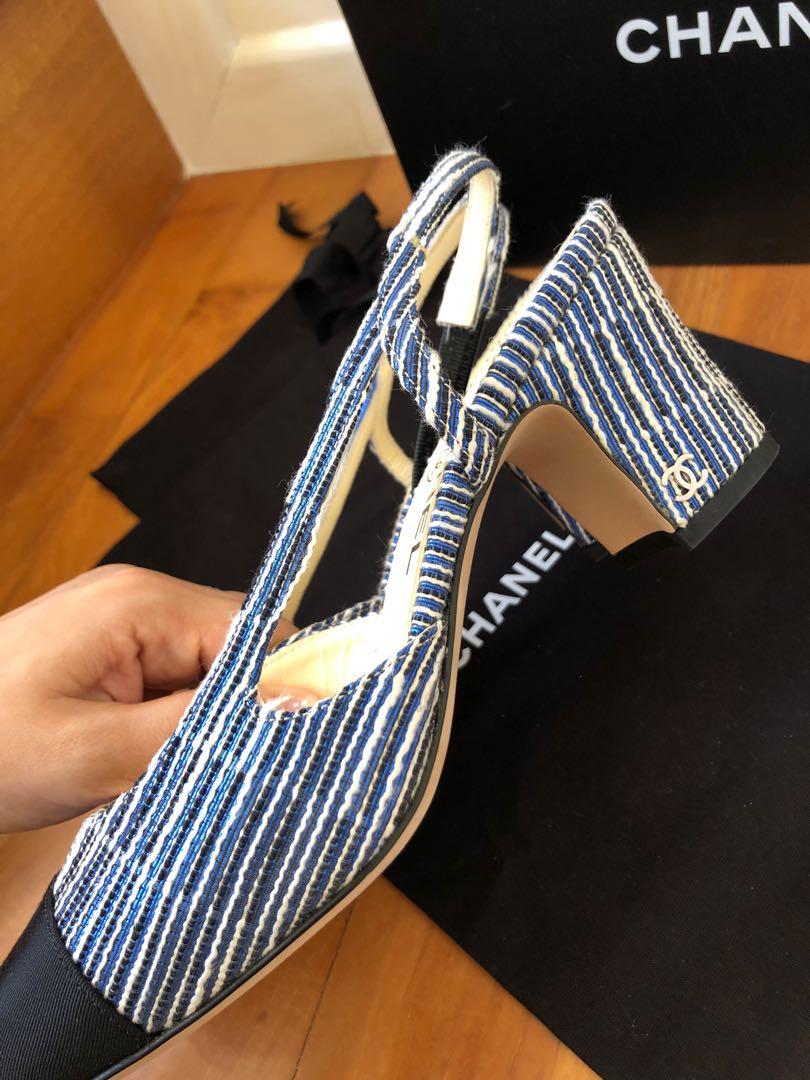 Chanel classic Slingback sling back heels shoes 38, Luxury