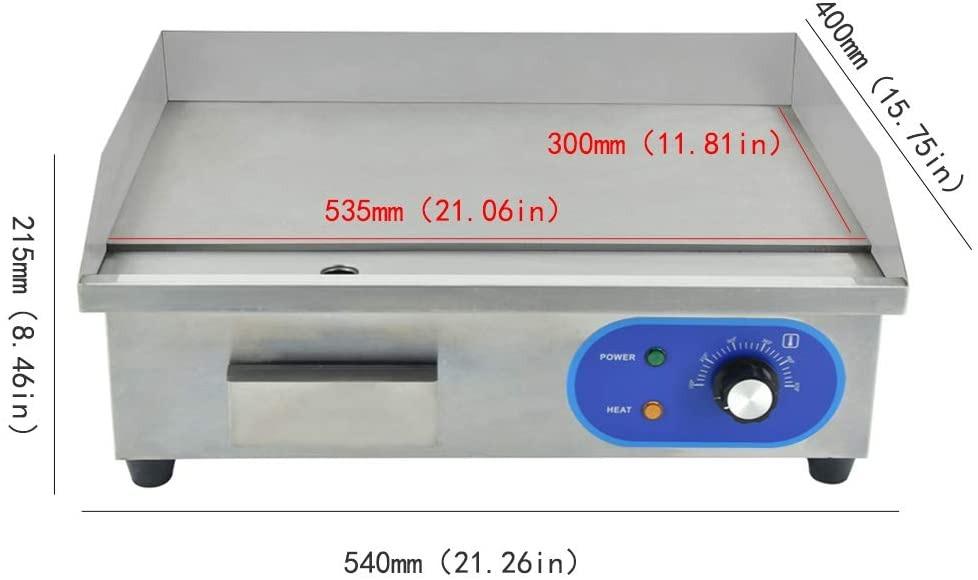 Commercial Electric Griddle Flat Top Grill HotPlate Kitchen Countertop Grill with Adjustable Thermostatic Control Stainless Steel Restaurant Large