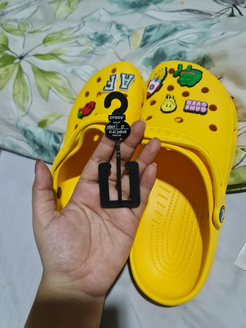 yellow croc sandals