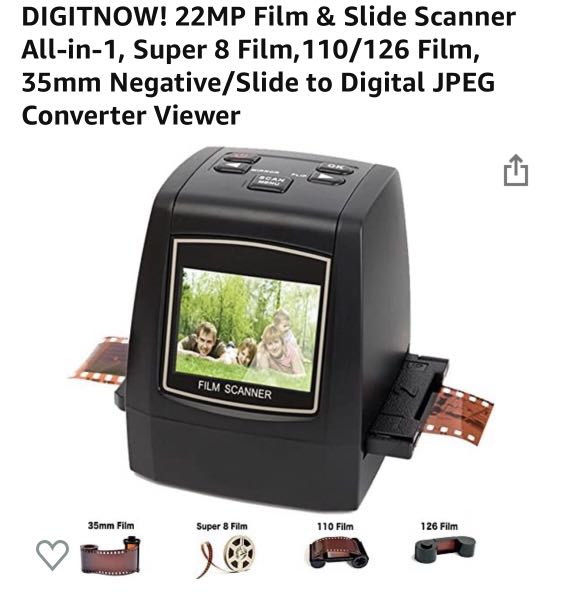 DIGITNOW 22MP All-in-1 Film & Slide Scanner, Converts 35mm 135 110 126 and  Super 8 Films/Slides/Negatives to Digital JPG Photos, Built-in 128MB