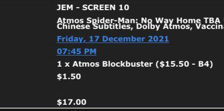 Dolby Atmos Spiderman : No Way Home movie ticket