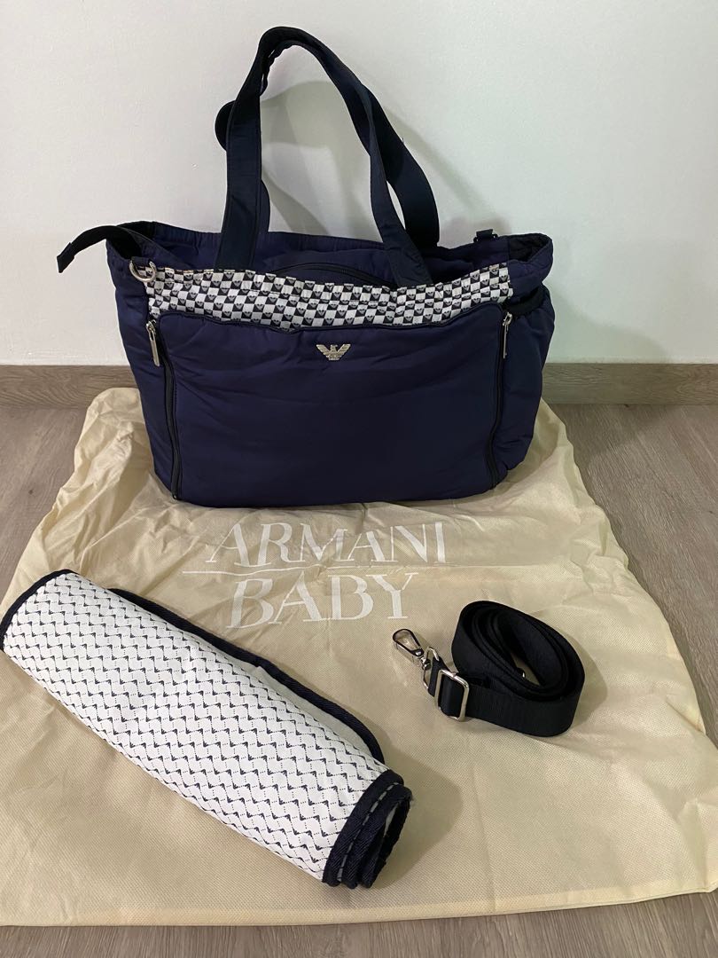 Armani Baby Unisex Diaper Bag In Light Blue