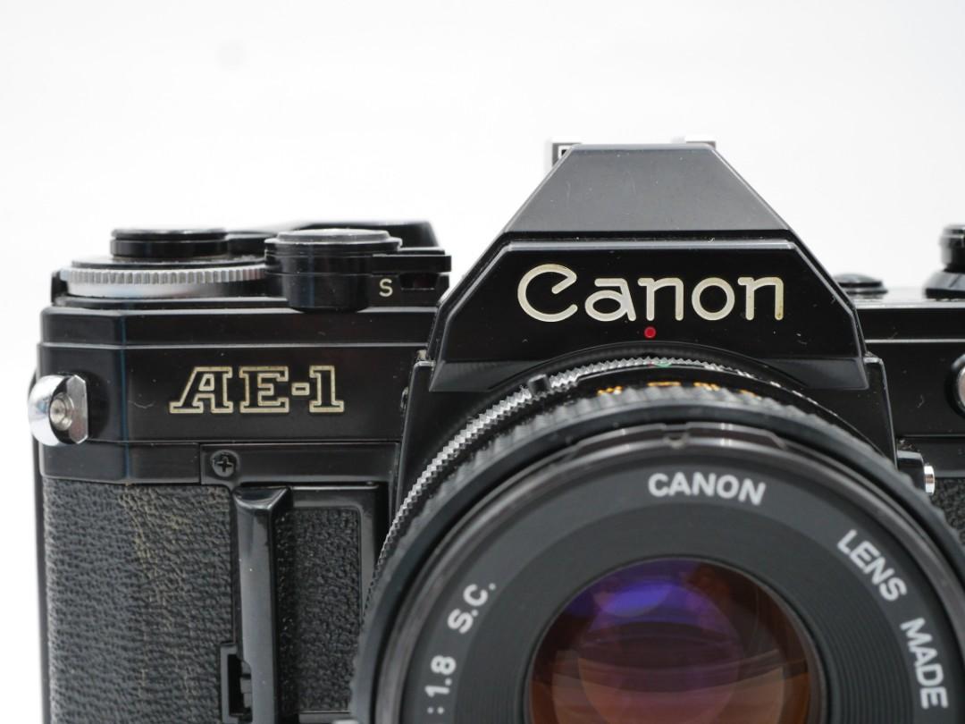 [PRO SERVICED] RARE Black Canon AE1 Film SLR + Canon FD 50mm F1.8 lens