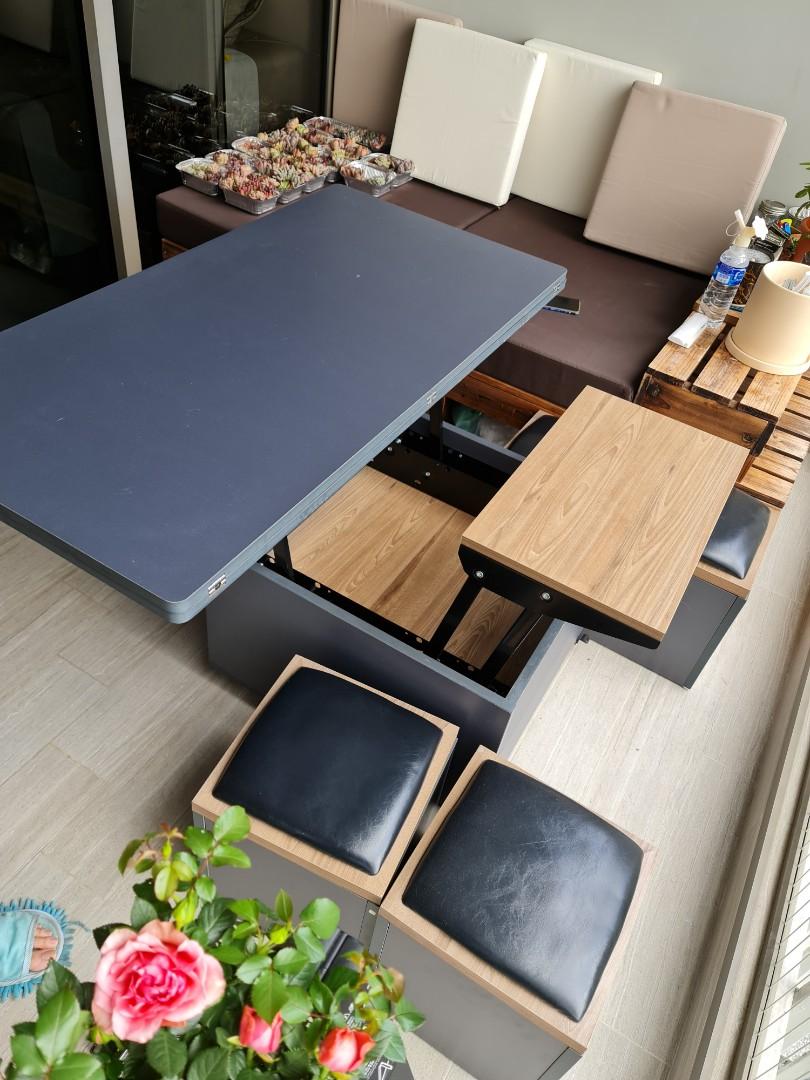 Foldable hydraulic dining table coffee table, Furniture & Home Living ...