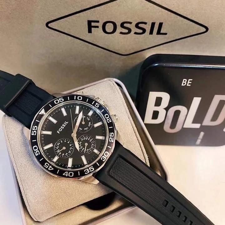 Fossil black rubber strap new arrivals