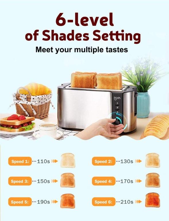 [FREE DELIVERY + SG READY STOCK] IKICH Toaster 4 Slice, Toaster 2 Long