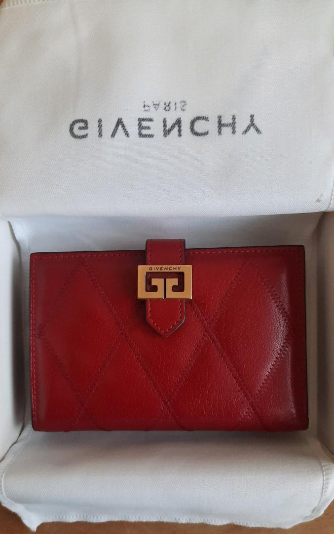 Givenchy Red Leather Wallet, Luxury, Bags & Wallets on Carousell