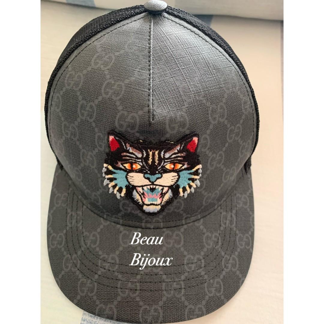Gucci Angry Cat Cap 100% Original, Fesyen Pria, Aksesoris, Topi Di Carousell