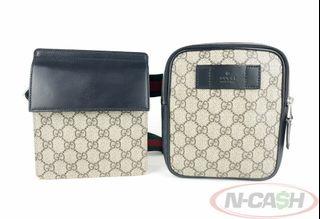 Gucci GG Supreme Canvas Two Pocket Waist Belt Bag