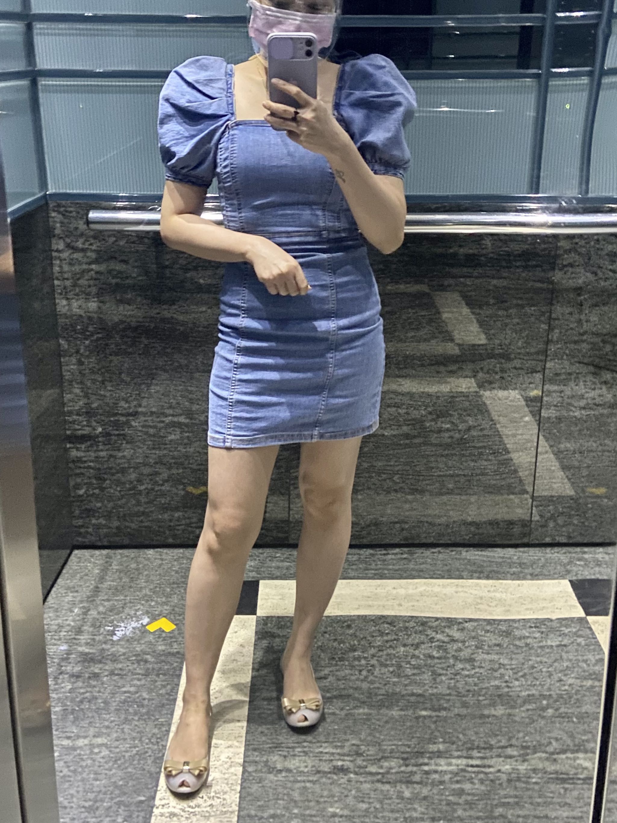 H\u0026M Puff Sleeve Denim Dress, Women's 
