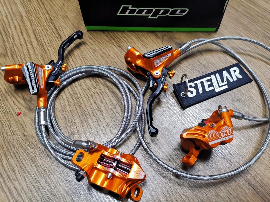 Orange Hope Brakes Set Hope Tech E4 Brakeset Piston (Front Rear